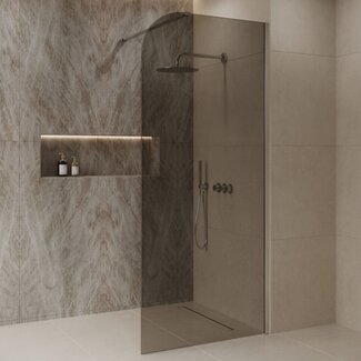 Best Design Inloopdouche Dalis Curve 80 x 200 cm, 8 mm Mocha glas met RVS profiel