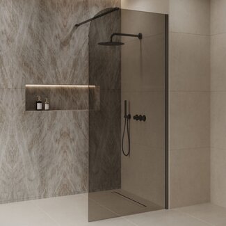 Best Design Inloopdouche Dalis Curve 90 x 200 cm, 8 mm Mocha glas met gunmetal profiel
