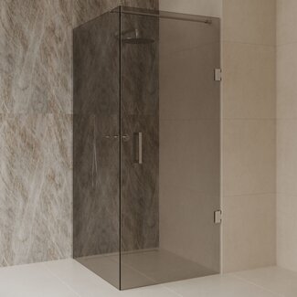 Best Design Douchecabine Dalis 100 x 90 x 200 cm met draaideur en zijwand, 8 mm Mocha glas met RVS profiel