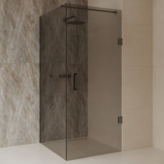 Best Design Douchecabine Dalis 120 x 80 x 200 cm met draaideur en zijwand, 8 mm Mocha glas met gunmetal profiel