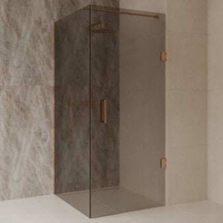 Best Design Douchecabine Dalis 120 x 90 x 200 cm met draaideur en zijwand, 8 mm Mocha glas met Desert Brown profiel