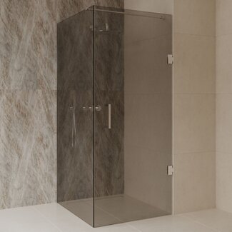 Best Design Douchecabine Dalis 120 x 90 x 200 cm met draaideur en zijwand, 8 mm Mocha glas met chroom profiel