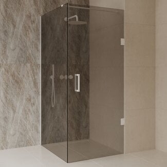 Best Design Douchecabine Dalis 90 x 80 x 200 cm met draaideur en zijwand, 8 mm Mocha glas met mat wit profiel
