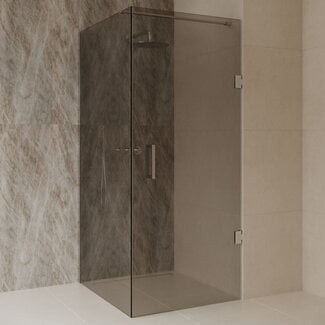 Best Design Douchecabine Dalis 90 x 90 x 200 cm met draaideur en zijwand, 8 mm Mocha glas met RVS profiel