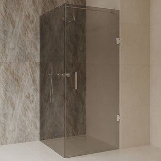 Best Design Douchecabine Dalis 90 x 90 x 200 cm met draaideur en zijwand, 8 mm Mocha glas met chroom profiel