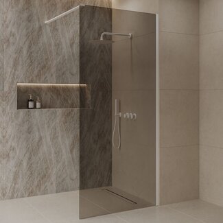 Best Design Inloopdouche Dalis 120 x 200 cm, 8 mm Mocha glas met mat wit profiel