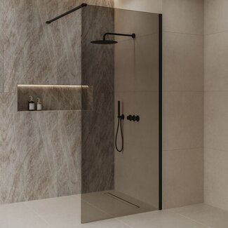Best Design Inloopdouche Dalis 120 x 200 cm, 8 mm Mocha glas met mat zwart profiel