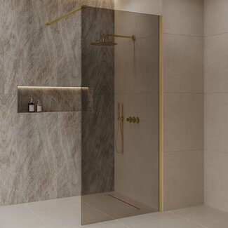 Best Design Inloopdouche Dalis 90 x 200 cm, 8 mm Mocha glas met mat goud profiel