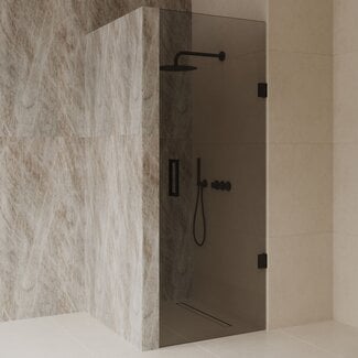 Best Design Nisdeur Dalis 70 x 200 cm, 8 mm Mocha glas met mat zwart profiel