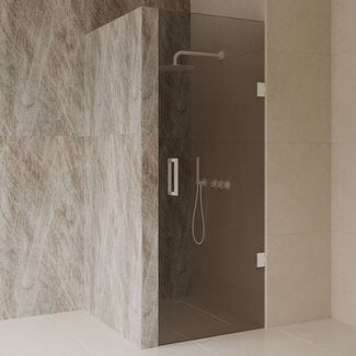 Best Design Nisdeur Dalis 80 x 200 cm, 8 mm Mocha glas met mat wit profiel