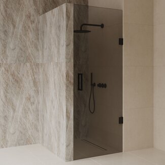 Best Design Nisdeur Dalis 80 x 200 cm, 8 mm Mocha glas met mat zwart profiel