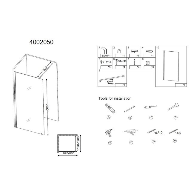 Best Design Inloopdouche Erico 70 x 200 cm, 8 mm glas met chroom profiel