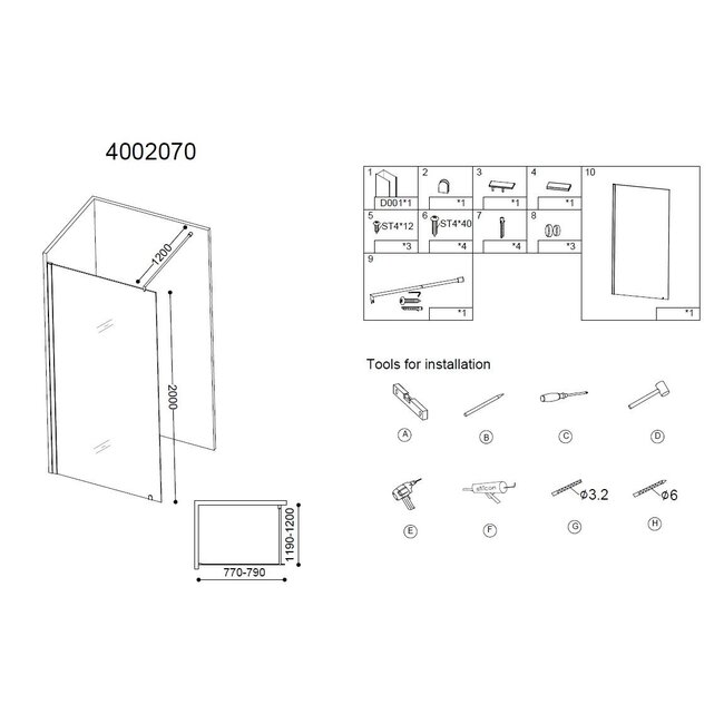 Best Design Inloopdouche Erico 80 x 200 cm, 8 mm glas met chroom profiel