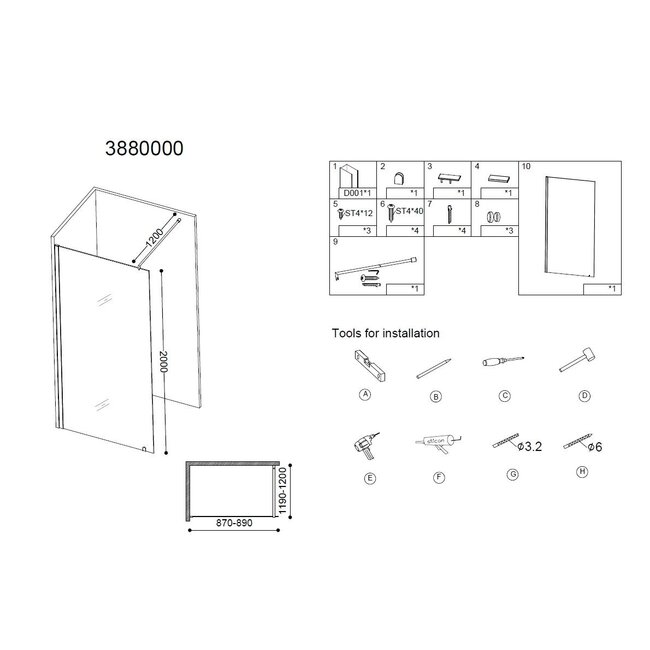 Best Design Inloopdouche Erico 90 x 200 cm, 8 mm glas met chroom profiel