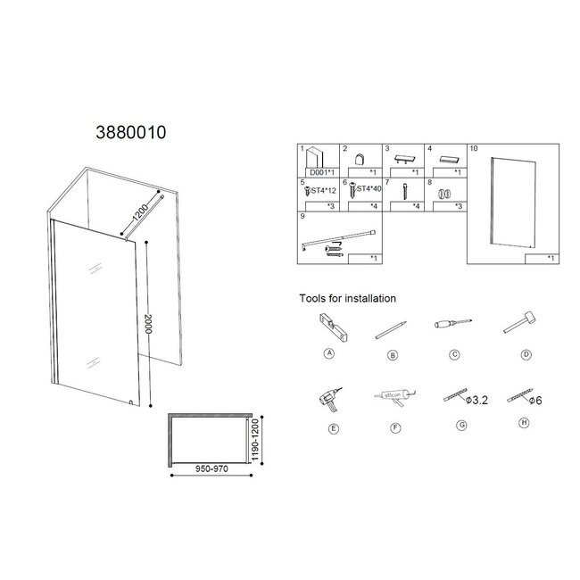 Best Design Inloopdouche Erico 100 x 200 cm, 8 mm glas met chroom profiel