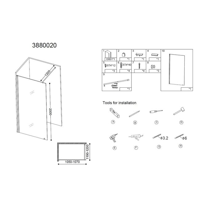 Best Design Inloopdouche Erico 110 x 200 cm, 8 mm glas met chroom profiel