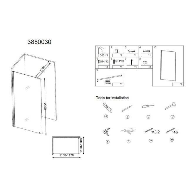 Best Design Inloopdouche Erico 120 x 200 cm, 8 mm glas met chroom profiel
