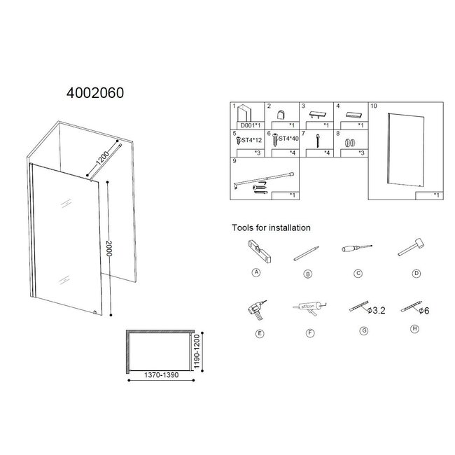 Best Design Inloopdouche Erico 140 x 200 cm, 8 mm glas met chroom profiel