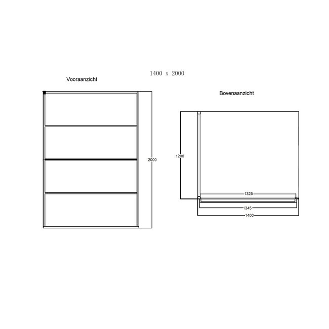 Best Design Inloopdouche Noire 140 x 200 cm, 10 mm glas met zwart frame en handdoekbeugel