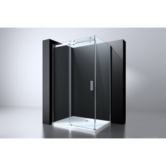 Best Design Douchecabine Erico 120 x 90 x 200 cm met schuifdeur en zijwand, 8 mm glas met chroom profiel