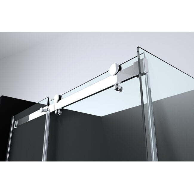Best Design Douchecabine Erico 120 x 90 x 200 cm met schuifdeur en zijwand, 8 mm glas met chroom profiel