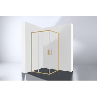 Best Design Douchecabine Hulmer 120 x 90 x 210 cm met 2 schuifdeuren, 8 mm glas met mat goud profiel