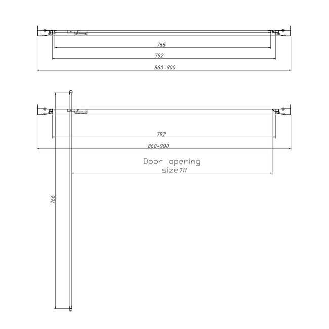 Best Design Nisdeur Arkos 90 x 200 cm, 8 mm glas met gunmetal profiel