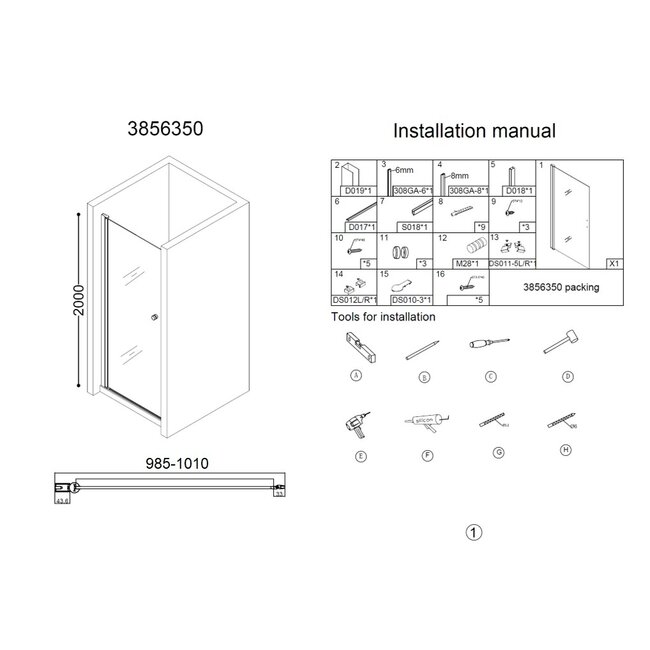 Best Design Nisdeur Erico 100 x 200 cm, 6 mm glas met chroom profiel