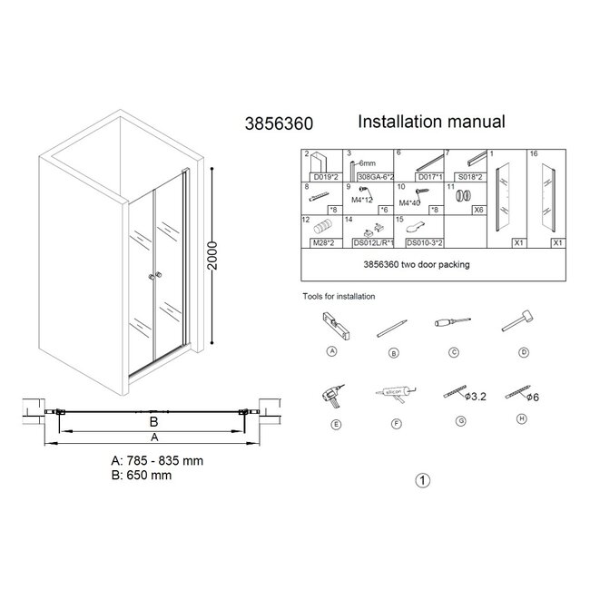 Best Design Pendeldeur Erico voor nis 79-83 cm, 6 mm glas met chroom profiel