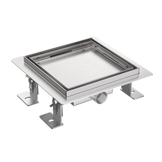 Aloni Doucheput 15 x 15 cm met tegelrooster geborsteld RVS