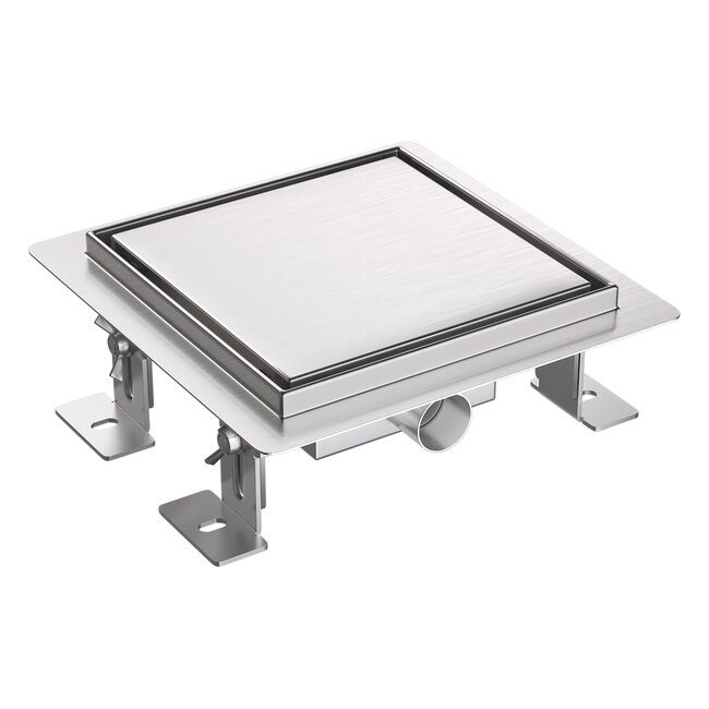 Aloni Doucheput 15 x 15 cm met tegelrooster geborsteld RVS