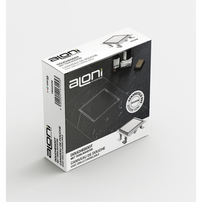 Aloni Doucheput 15 x 15 cm met tegelrooster geborsteld RVS