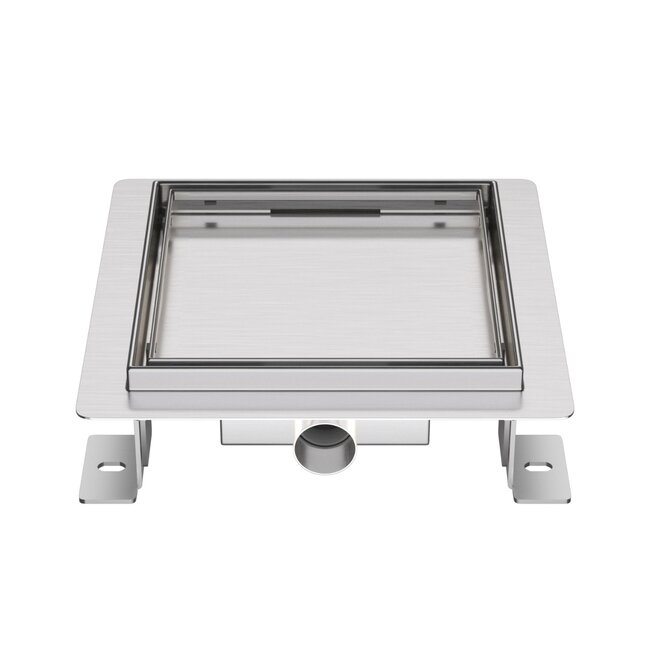 Aloni Doucheput 15 x 15 cm met tegelrooster geborsteld RVS