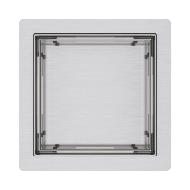 Aloni Doucheput 15 x 15 cm met tegelrooster geborsteld RVS