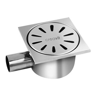 Vloersifon 15 x 15 cm volledig RVS met horizontale uitgang