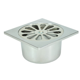 Doucheput 10 x 10 cm met onderuitlaat chroom