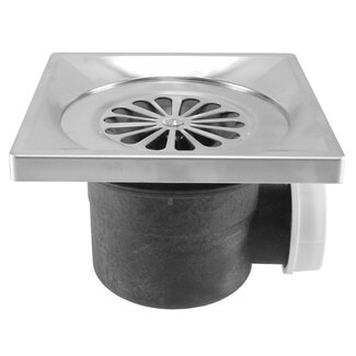 Doucheput 14 x 14 cm met zijuitlaat RVS