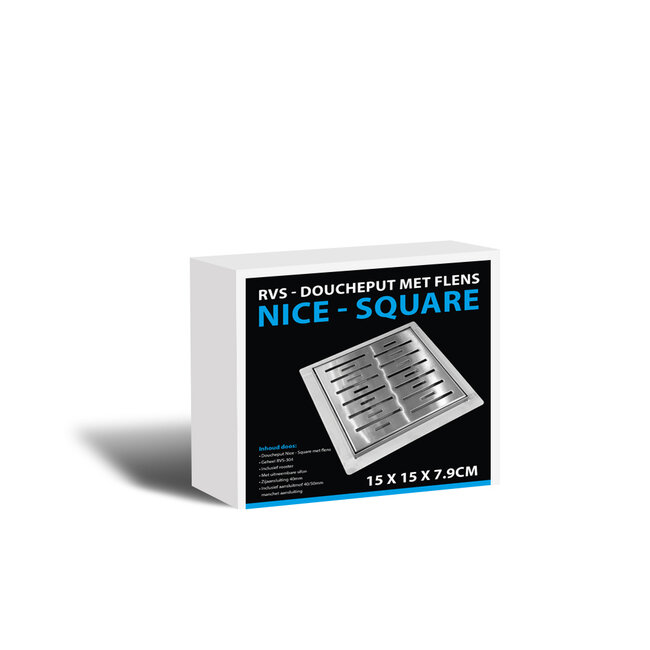 Best Design Doucheput N-Square 15 x 15 cm met flens RVS