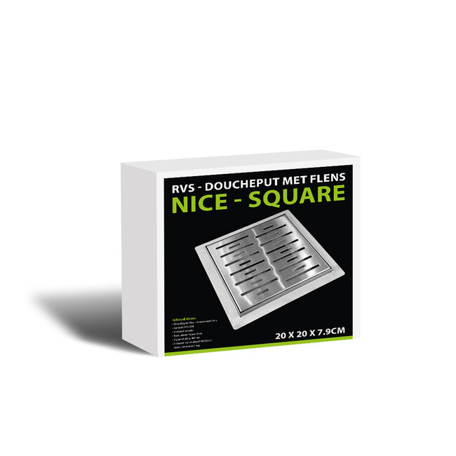 Best Design Doucheput N-Square 20 x 20 cm met flens RVS