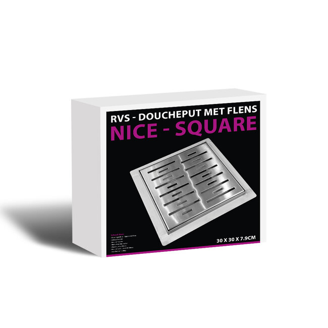 Best Design Doucheput N-Square 30 x 30 cm met flens RVS