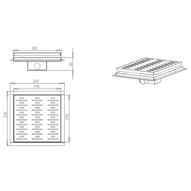 Best Design Doucheput N-Square 30 x 30 cm met flens RVS