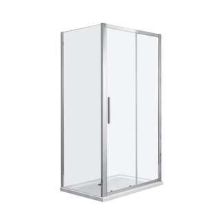 Fabriecio Douchecabine Brescia 120 x 80 x 200 cm met schuifdeur en zijwand, 6 mm helder glas met chroom profiel
