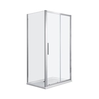 Fabriecio Douchecabine Brescia 120 x 90 x 200 cm met schuifdeur en zijwand, 6 mm helder glas met chroom profiel