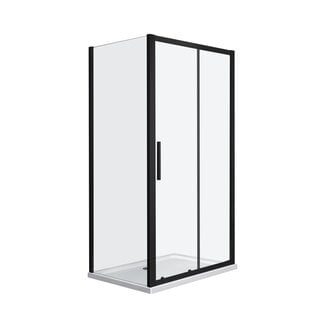 Fabriecio Douchecabine Brescia 120 x 80 x 200 cm met schuifdeur en zijwand, 6 mm helder glas met mat zwart profiel