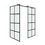 Fabriecio Inloopdouche Florence 120 x 80 x 200 cm met zijwand, 8 mm helder glas met mat zwart raster