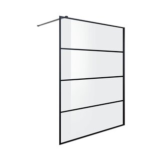 Fabriecio Inloopdouche Monza 90 x 200 cm, 8 mm helder glas met mat zwart lijnendecor
