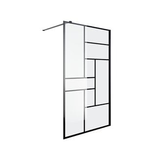 Fabriecio Inloopdouche Napoli 120 x 200 cm, 8 mm helder glas met mat zwart blokdecor