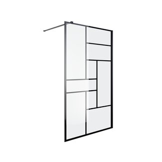 Fabriecio Inloopdouche Napoli 90 x 200 cm, 8 mm helder glas met mat zwart blokdecor