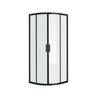 Fabriecio Douchecabine Pisa 80 x 80 x 200 cm kwartrond met 2 schuifdeuren, 6 mm helder glas met mat zwart profiel
