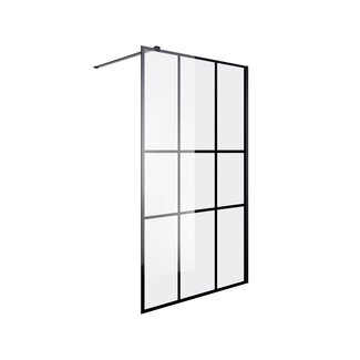 Fabriecio Inloopdouche Torino 100 x 200 cm, 8 mm helder glas met mat zwart raster